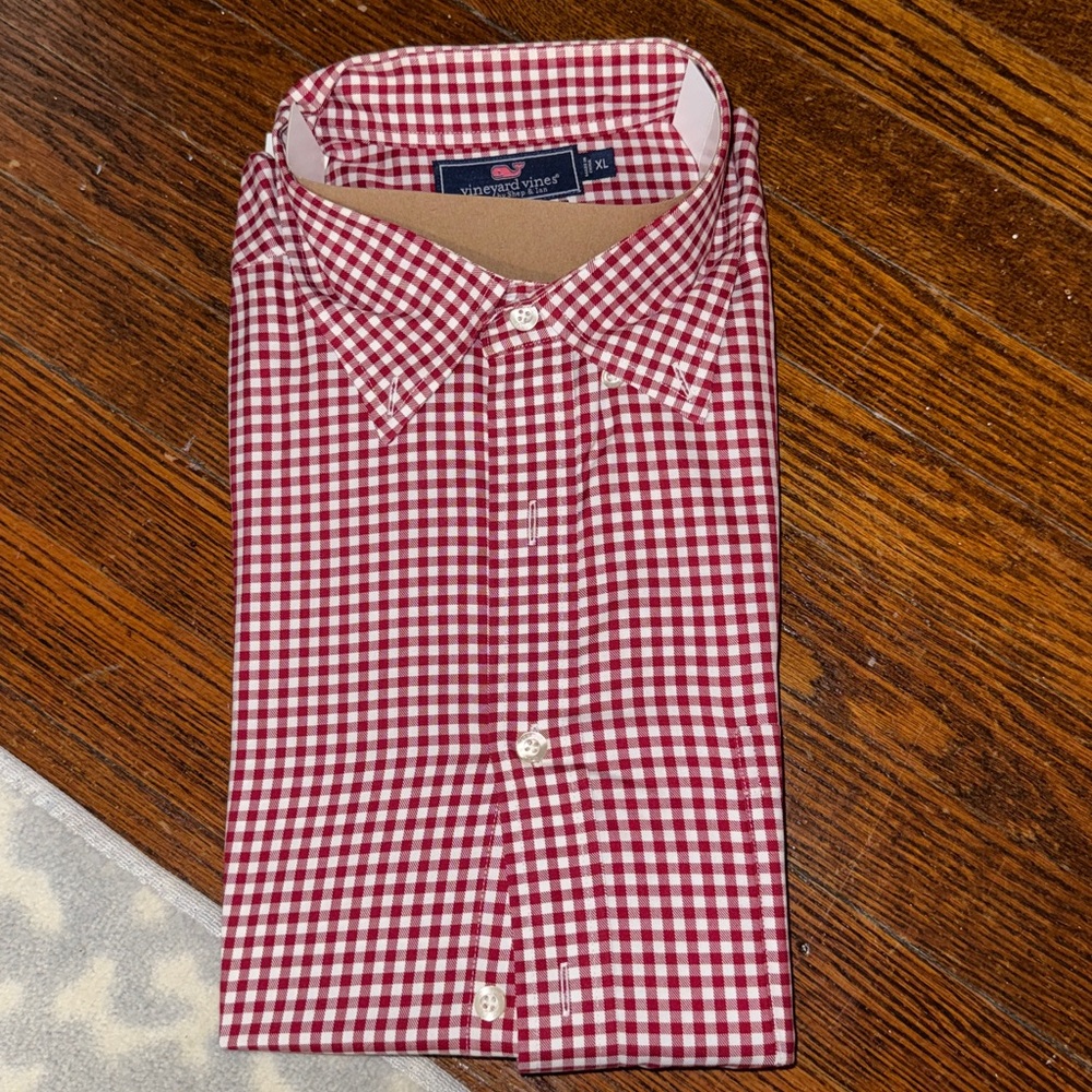 Vineyard Vines NWOT Slim Fit Red/White Check Tucker Mens XL Button Down.